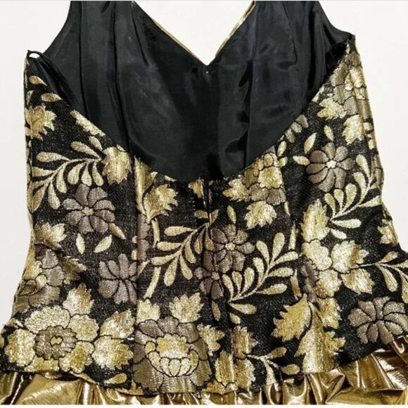 Vtg Jessica McClintock Gunne Sax Metallic Foil Dress - Picture 3 of 10